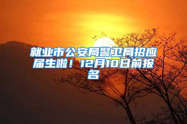 就业市公安局警卫局招应届生啦！12月10日前报名