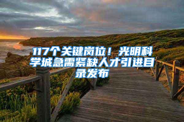 117个关键岗位！光明科学城急需紧缺人才引进目录发布