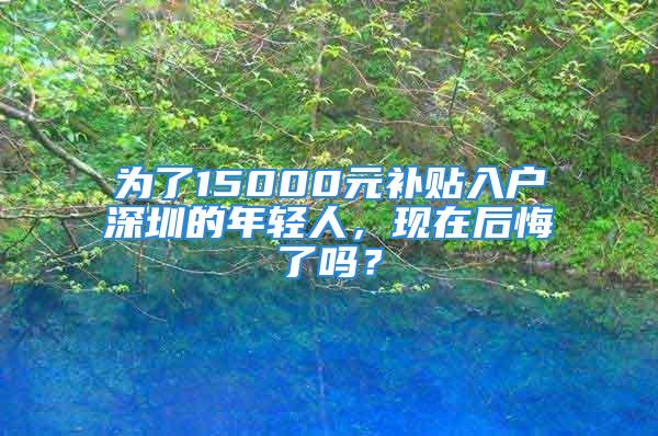 为了15000元补贴入户深圳的年轻人，现在后悔了吗？