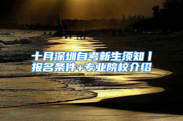 十月深圳自考新生须知丨报名条件+专业院校介绍