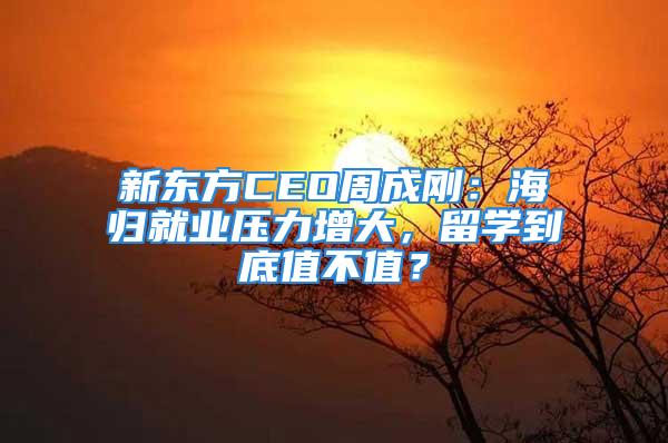 新东方CEO周成刚：海归就业压力增大，留学到底值不值？