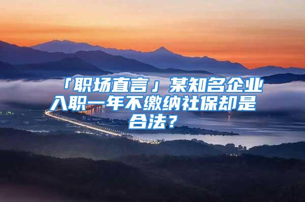 「职场直言」某知名企业入职一年不缴纳社保却是合法？