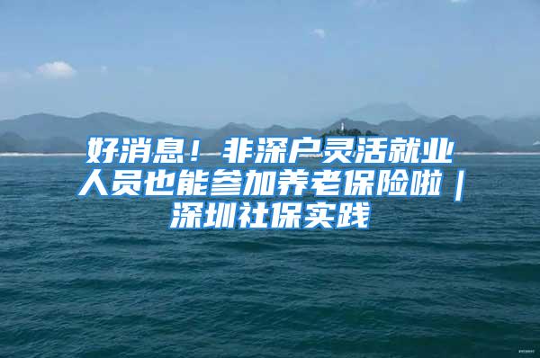 好消息！非深户灵活就业人员也能参加养老保险啦｜深圳社保实践④