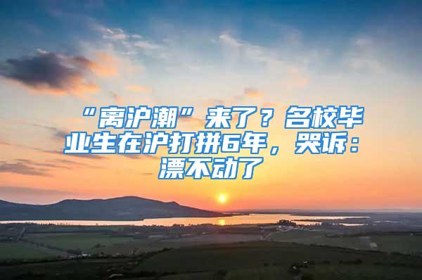 “离沪潮”来了？名校毕业生在沪打拼6年，哭诉：漂不动了