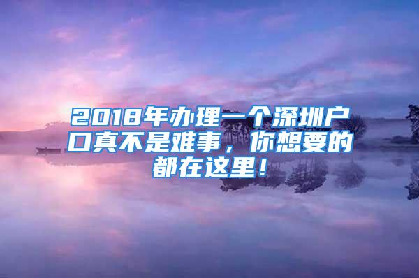 2018年办理一个深圳户口真不是难事，你想要的都在这里！