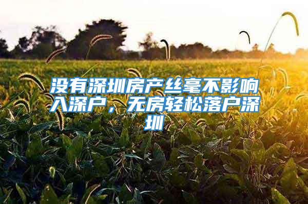 没有深圳房产丝毫不影响入深户，无房轻松落户深圳