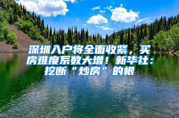 深圳入户将全面收紧，买房难度系数大增！新华社：挖断“炒房”的根