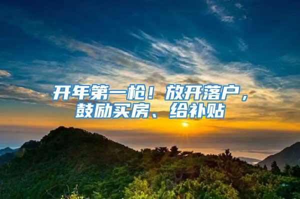 开年第一枪！放开落户，鼓励买房、给补贴