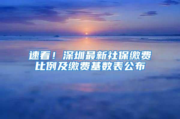 速看！深圳最新社保缴费比例及缴费基数表公布