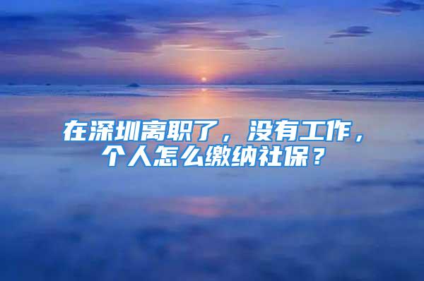 在深圳离职了，没有工作，个人怎么缴纳社保？