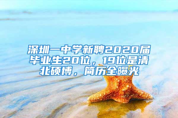 深圳一中学新聘2020届毕业生20位，19位是清北硕博，简历全曝光