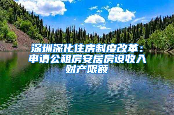 深圳深化住房制度改革：申请公租房安居房设收入财产限额