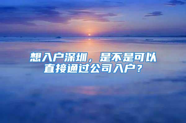 想入户深圳，是不是可以直接通过公司入户？