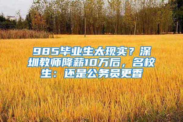 985毕业生太现实？深圳教师降薪10万后，名校生：还是公务员更香