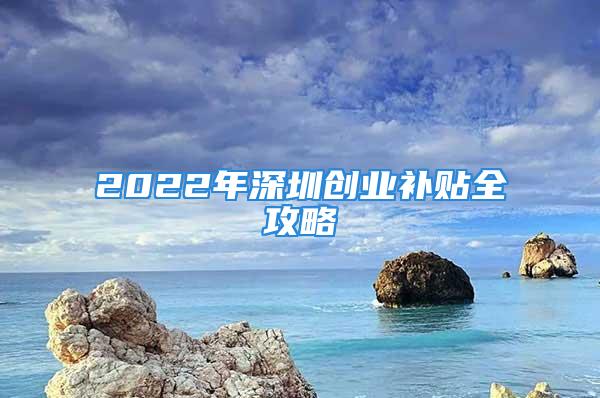 2022年深圳创业补贴全攻略