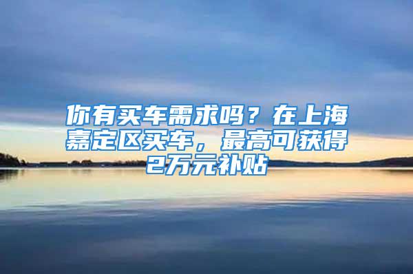 你有买车需求吗？在上海嘉定区买车，最高可获得2万元补贴