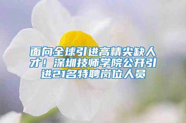 面向全球引进高精尖缺人才！深圳技师学院公开引进21名特聘岗位人员