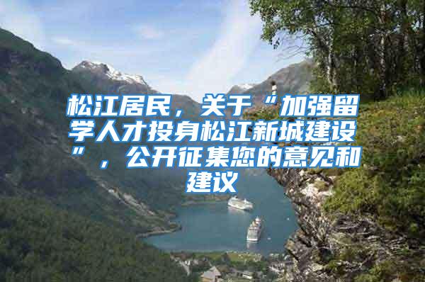 松江居民，关于“加强留学人才投身松江新城建设”，公开征集您的意见和建议→