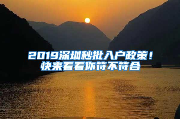 2019深圳秒批入户政策！快来看看你符不符合