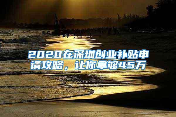 2020在深圳创业补贴申请攻略，让你拿够45万