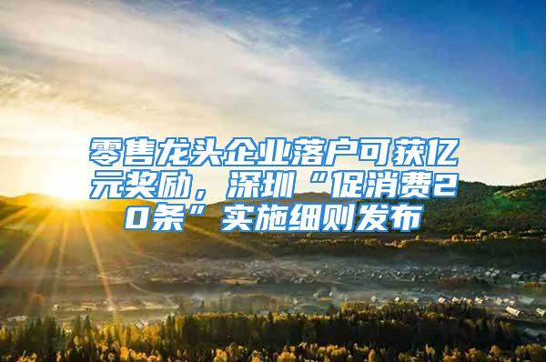 零售龙头企业落户可获亿元奖励，深圳“促消费20条”实施细则发布