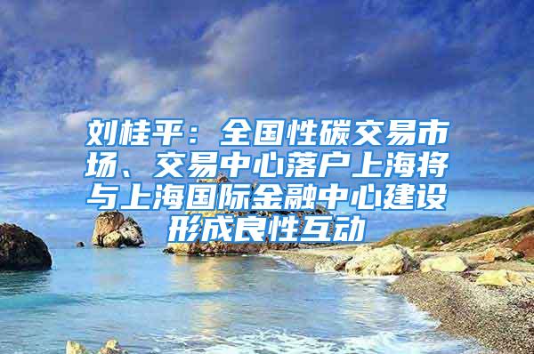 刘桂平：全国性碳交易市场、交易中心落户上海将与上海国际金融中心建设形成良性互动