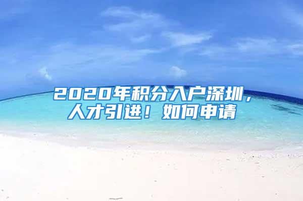 2020年积分入户深圳，人才引进！如何申请