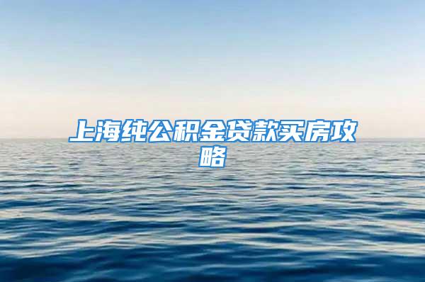 上海纯公积金贷款买房攻略