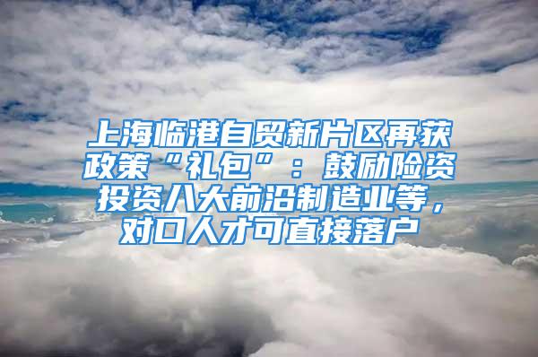 上海临港自贸新片区再获政策“礼包”：鼓励险资投资八大前沿制造业等，对口人才可直接落户