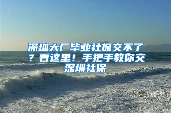 深圳大厂毕业社保交不了？看这里！手把手教你交深圳社保