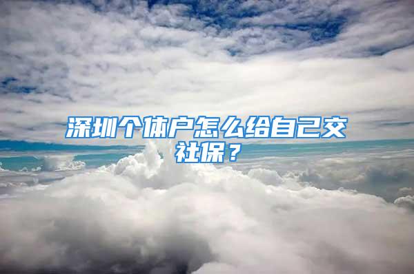 深圳个体户怎么给自己交社保？