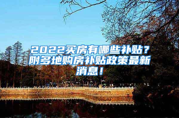 2022买房有哪些补贴？附多地购房补贴政策最新消息！