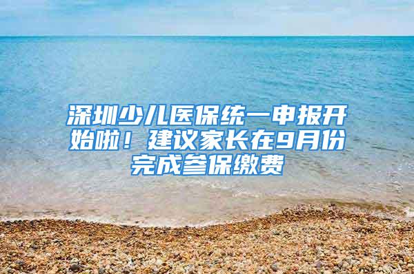 深圳少儿医保统一申报开始啦！建议家长在9月份完成参保缴费