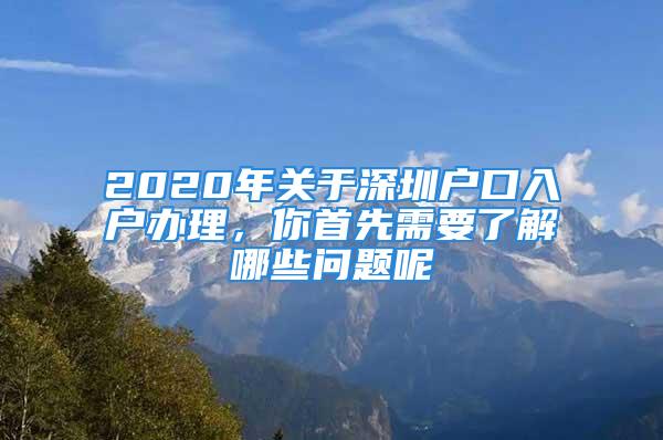 2020年关于深圳户口入户办理，你首先需要了解哪些问题呢