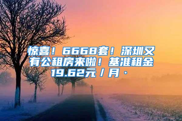 惊喜！6668套！深圳又有公租房来啦！基准租金19.62元／月·㎡