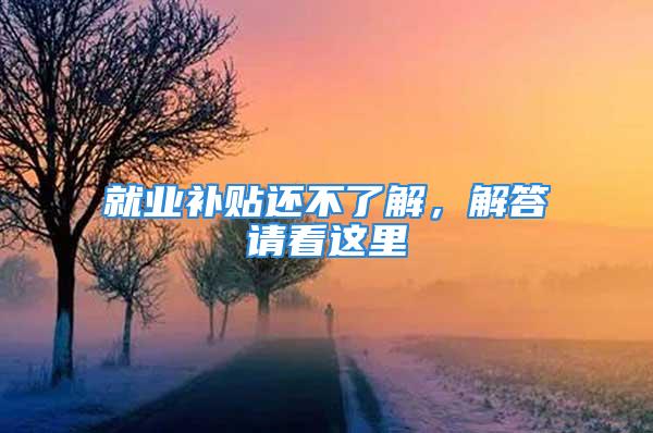 就业补贴还不了解，解答请看这里→