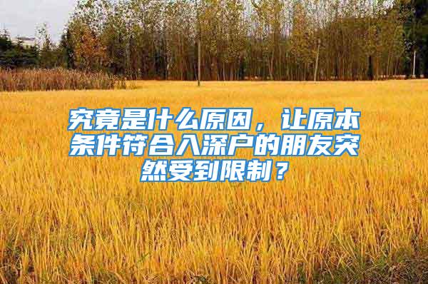 究竟是什么原因，让原本条件符合入深户的朋友突然受到限制？