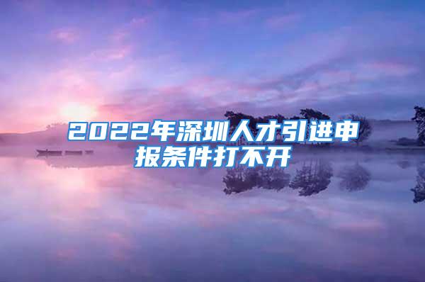 2022年深圳人才引进申报条件打不开