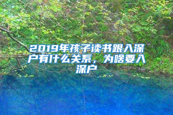 2019年孩子读书跟入深户有什么关系，为啥要入深户