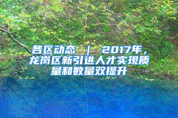 各区动态 ｜ 2017年，龙岗区新引进人才实现质量和数量双提升