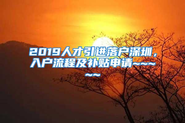 2019人才引进落户深圳，入户流程及补贴申请~~~~~