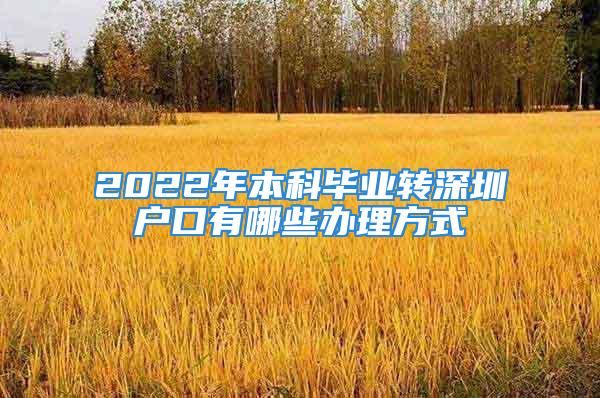 2022年本科毕业转深圳户口有哪些办理方式