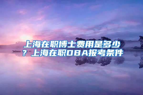 上海在职博士费用是多少？上海在职DBA报考条件