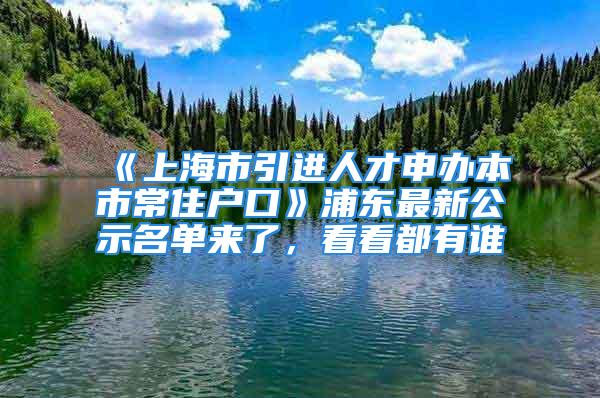 《上海市引进人才申办本市常住户口》浦东最新公示名单来了，看看都有谁