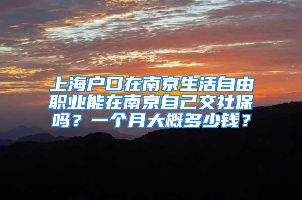 上海户口在南京生活自由职业能在南京自己交社保吗？一个月大概多少钱？