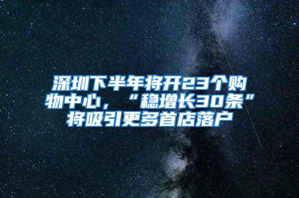 深圳下半年将开23个购物中心，“稳增长30条”将吸引更多首店落户