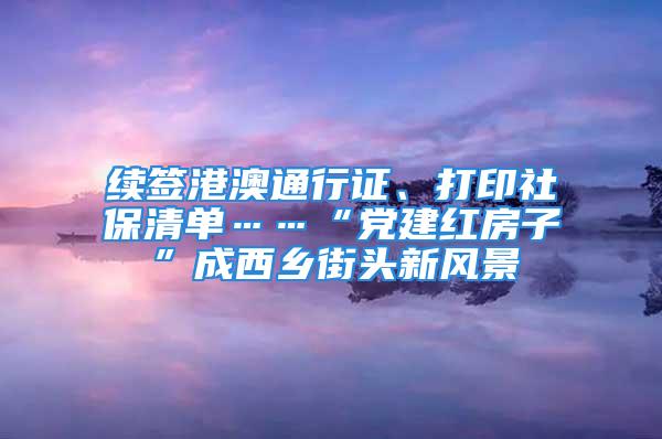 续签港澳通行证、打印社保清单……“党建红房子”成西乡街头新风景