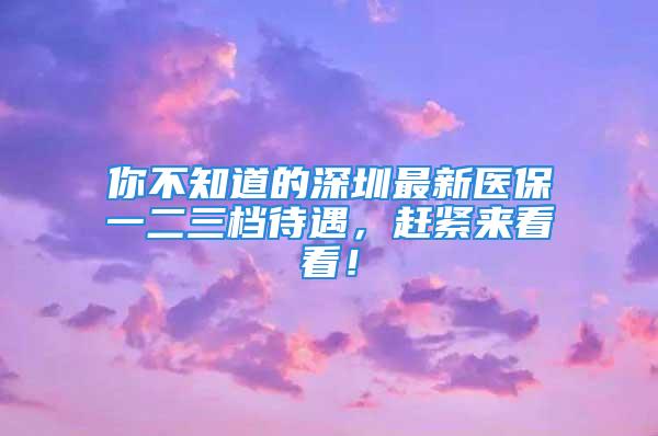 你不知道的深圳最新医保一二三档待遇，赶紧来看看！