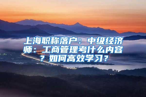 上海职称落户：中级经济师：工商管理考什么内容？如何高效学习？