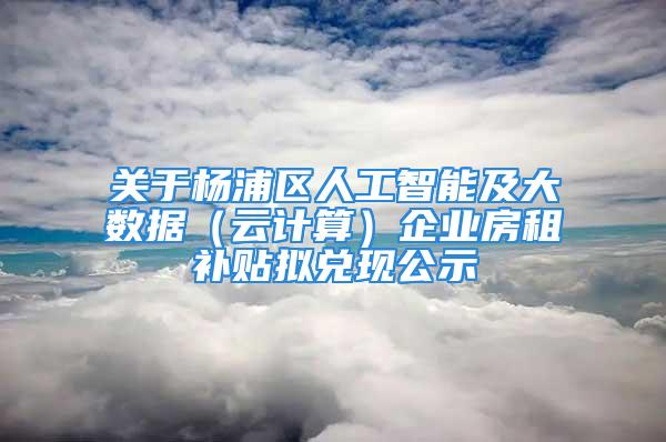 关于杨浦区人工智能及大数据（云计算）企业房租补贴拟兑现公示